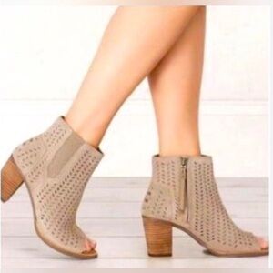 Toms Majorca Peep Toe Perforated Heel Ankle Shoes 7.5